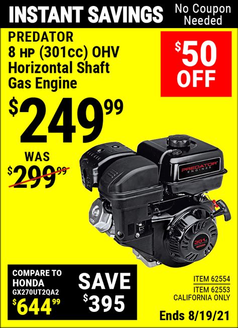 99 with coupon code 77709774, valid through March 9, 2023. . Harbor freight predator engine coupon 2023
